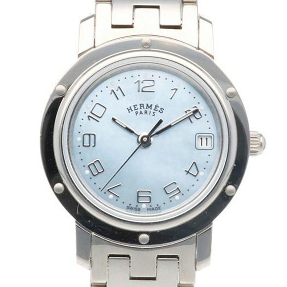 Hermes Clipper Nacle Watch Stainless Steel CL4.210 Quartz Ladies HERMES Blue ... - Picture 1 of 10